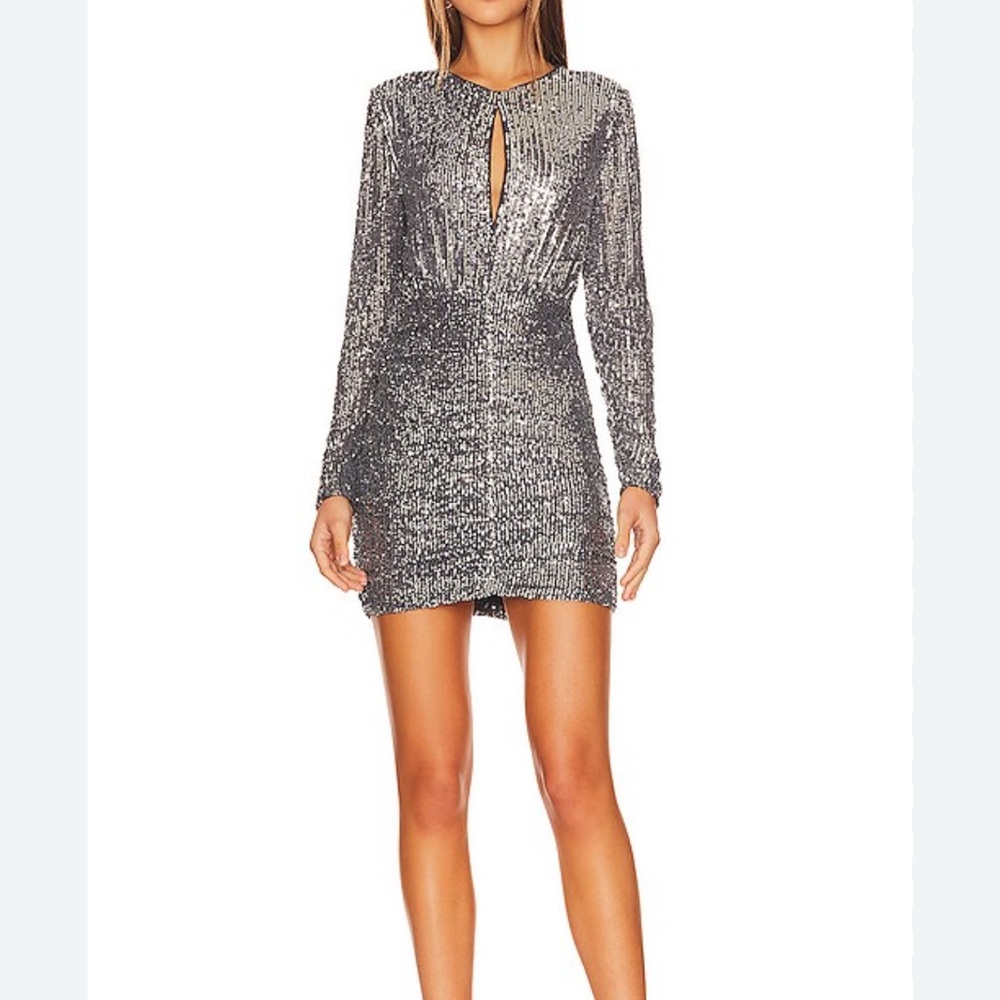 Bardot Silver Sequin Dress Onyx